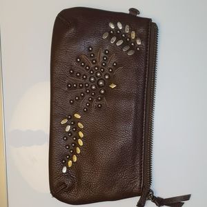 Brown leather Nordstrom clutch